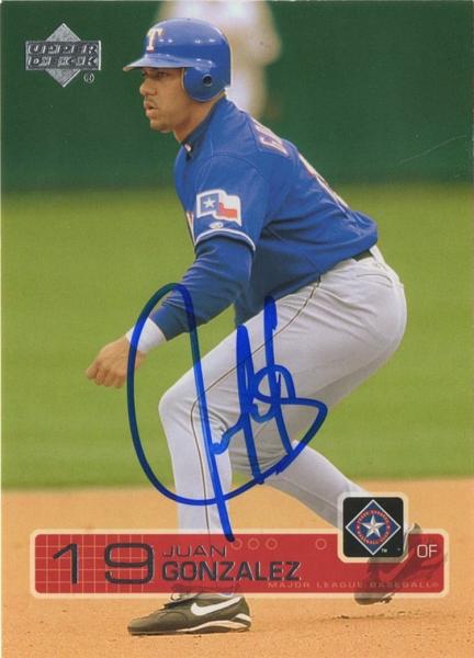 Juan Gonzalez 2003 Upper Deck autographed