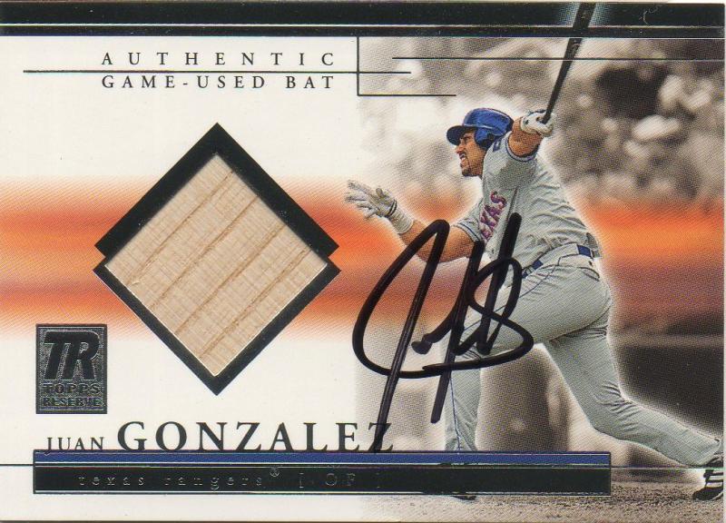 Juan Gonzalez 2002 Topps Reserve Bat Relics